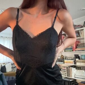 Elegant Vintage Black Slip Dress